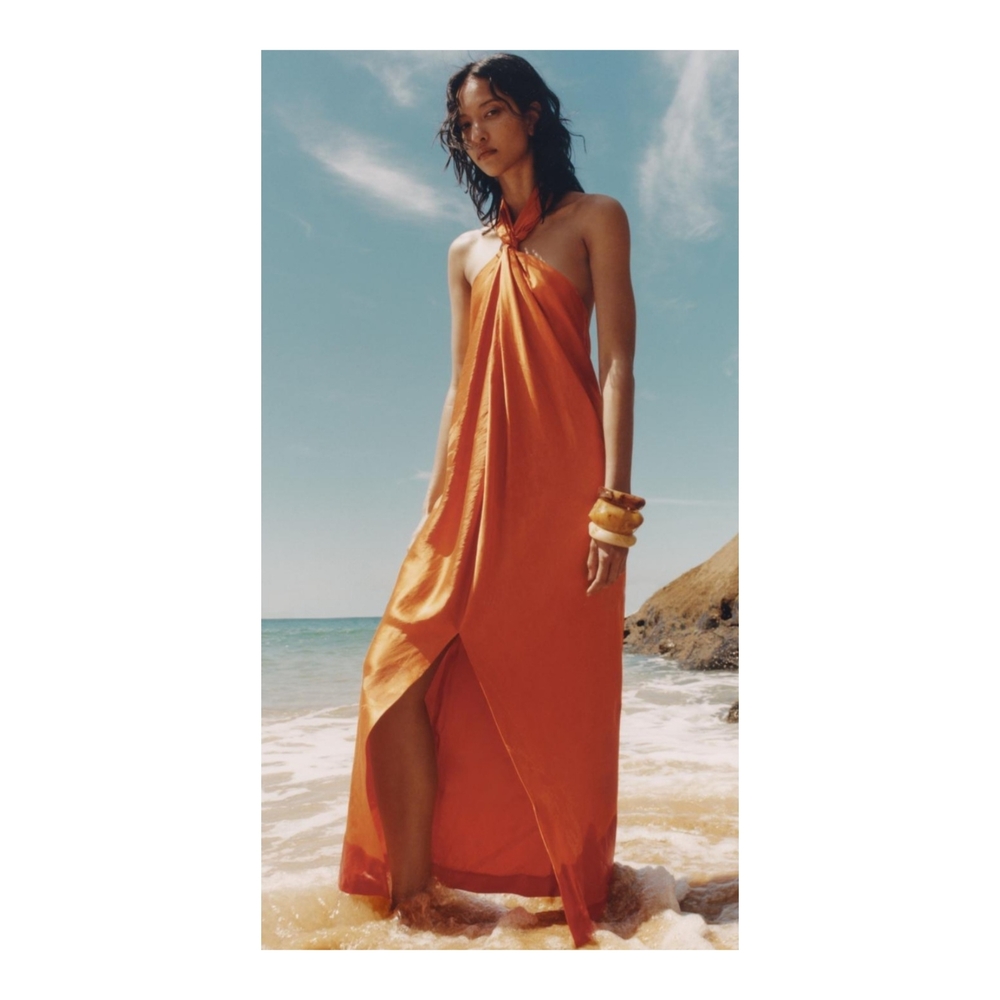 Zara Jacquard Halter Dress ZW Collection Size S